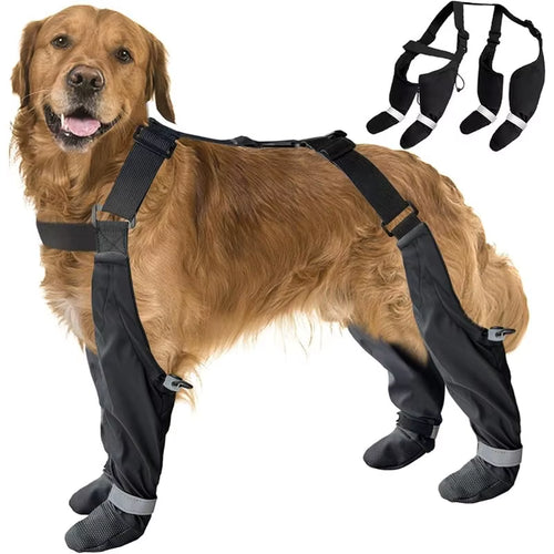【CHRISTMAS 】Dog Suspender Boots, Large Dog Rain Boots, Waterproof Doggy Winter Boot Snow Pants, Pawprotectors Legging Shoes